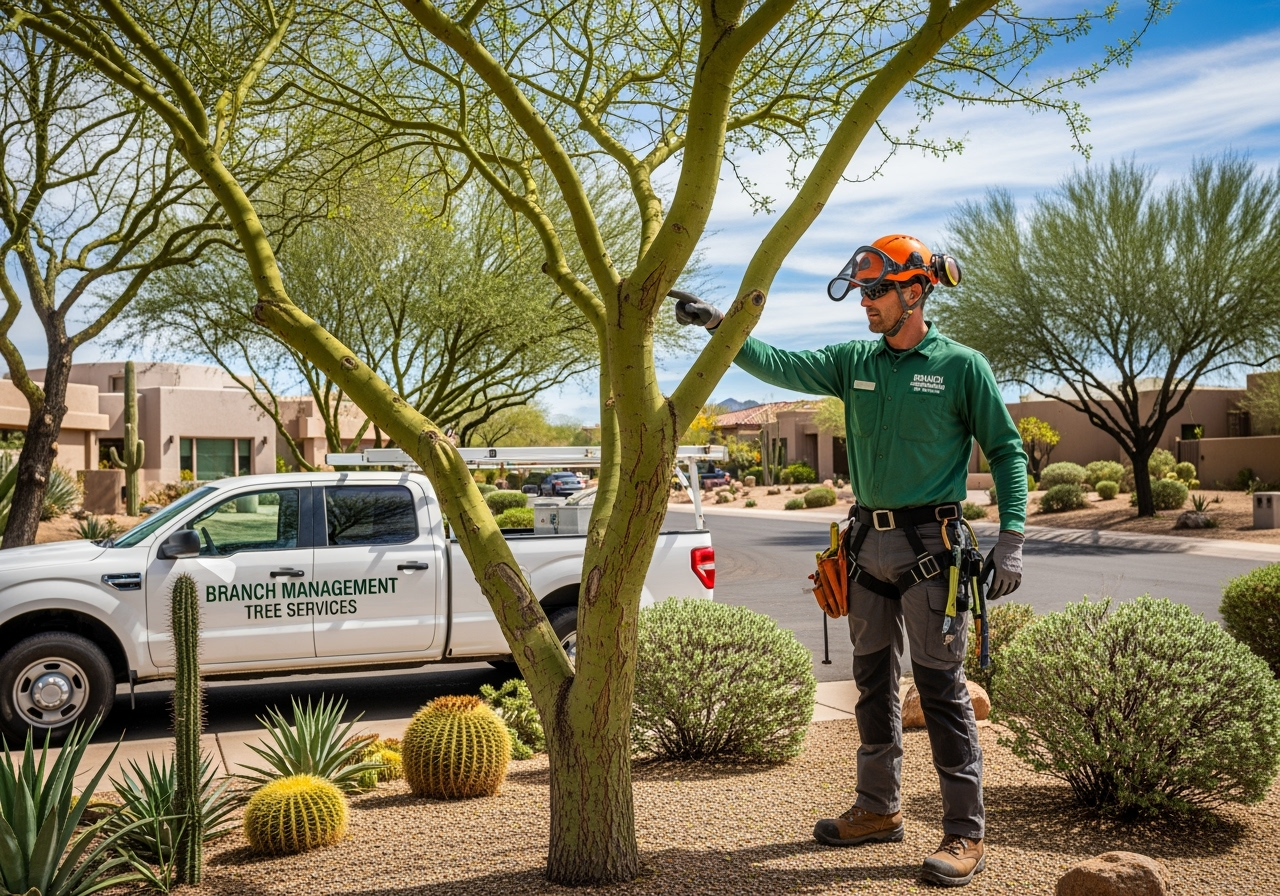 Certified Scottsdale arborist caring for a healthy tree in Arizona
