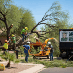 Crew removing fallen tree and storm debris after Arizona monsoon